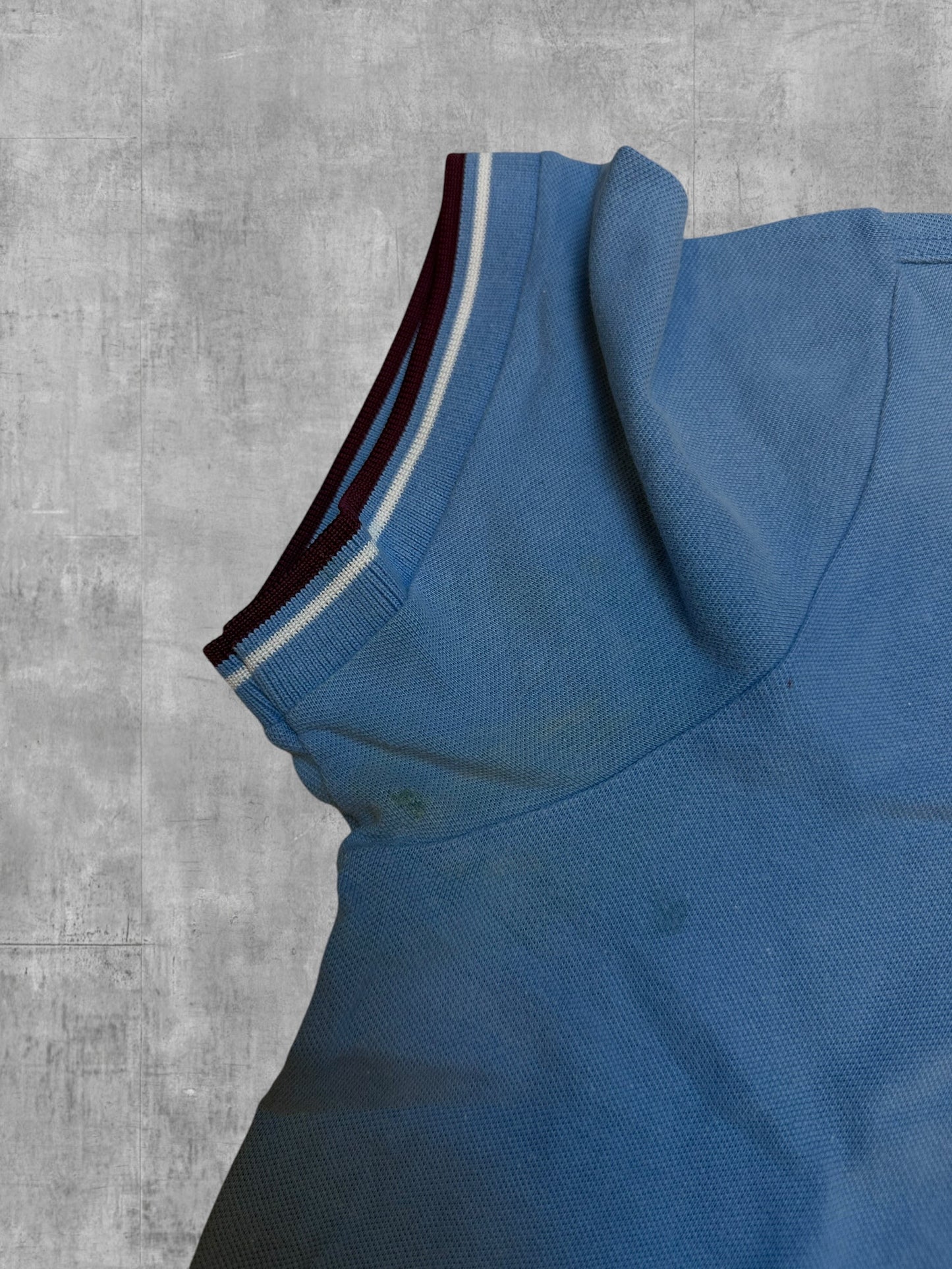 Fred Perry Polo Shirt Babyblau Weinrot Weiß S - M