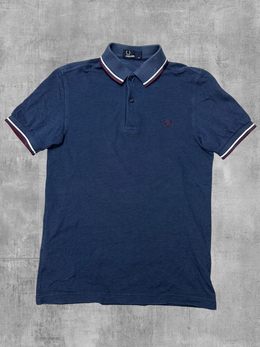 Fred Perry Polo Shirt Navy Blau Weiß Weinrot XS