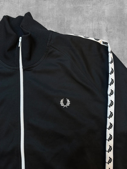 Fred Perry Trainingsjacke Taped Schwarz Weiß XL