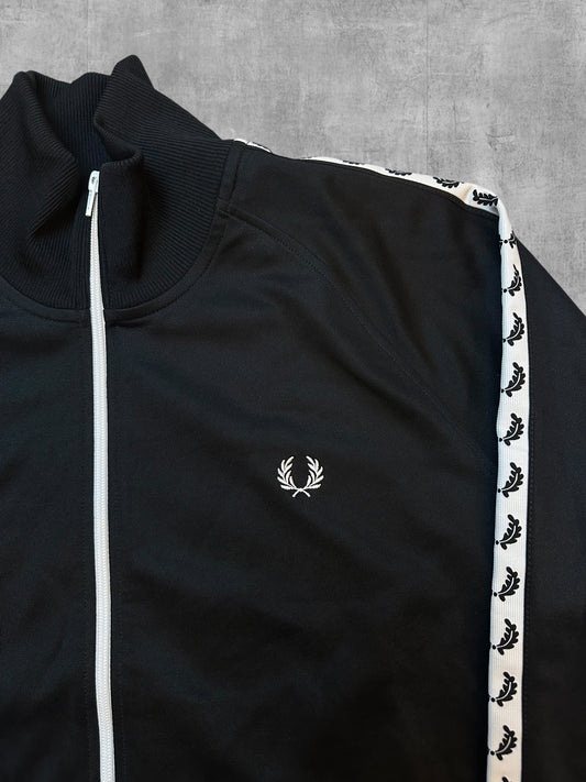 Fred Perry Trainingsjacke Taped Schwarz Weiß XL