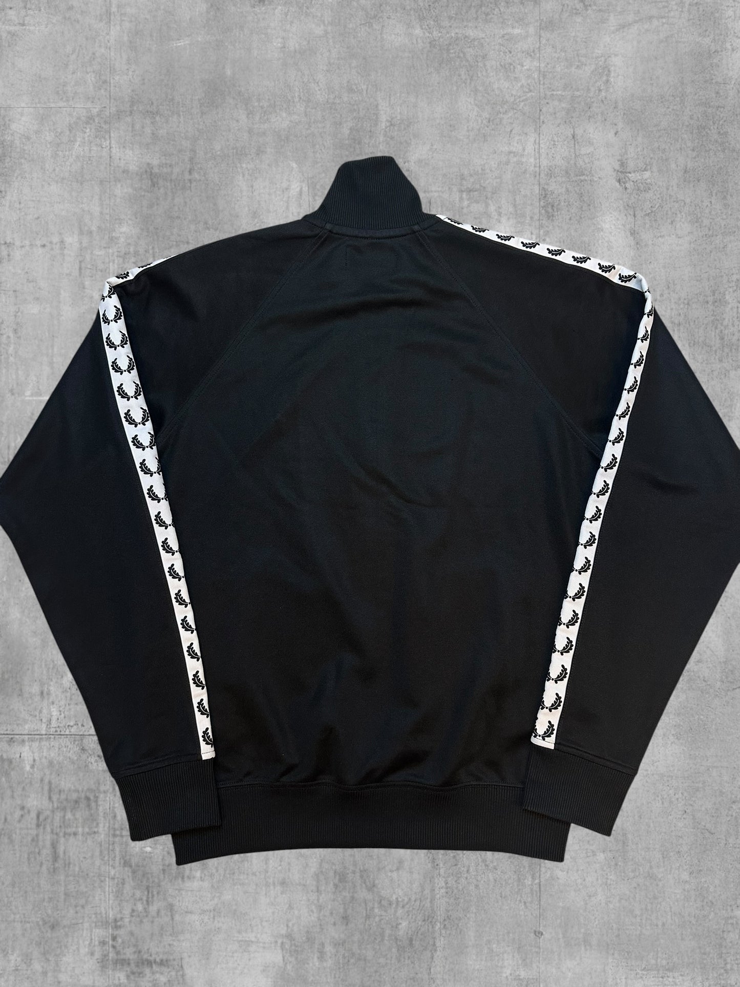 Fred Perry Vintage Trainingsjacke Taped Schwarz Weiß S