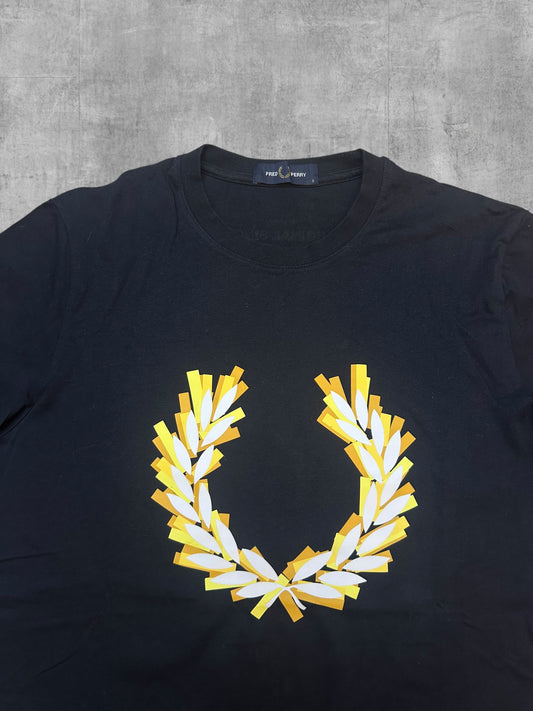 Fred Perry T-shirt Schwarz Weiß Gold S