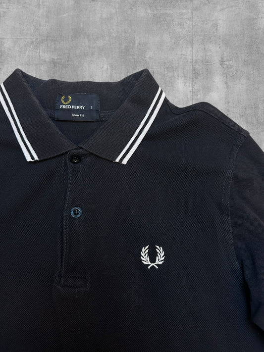 Fred Perry Polo Shirt Schwarz Weiß S Slim Fit