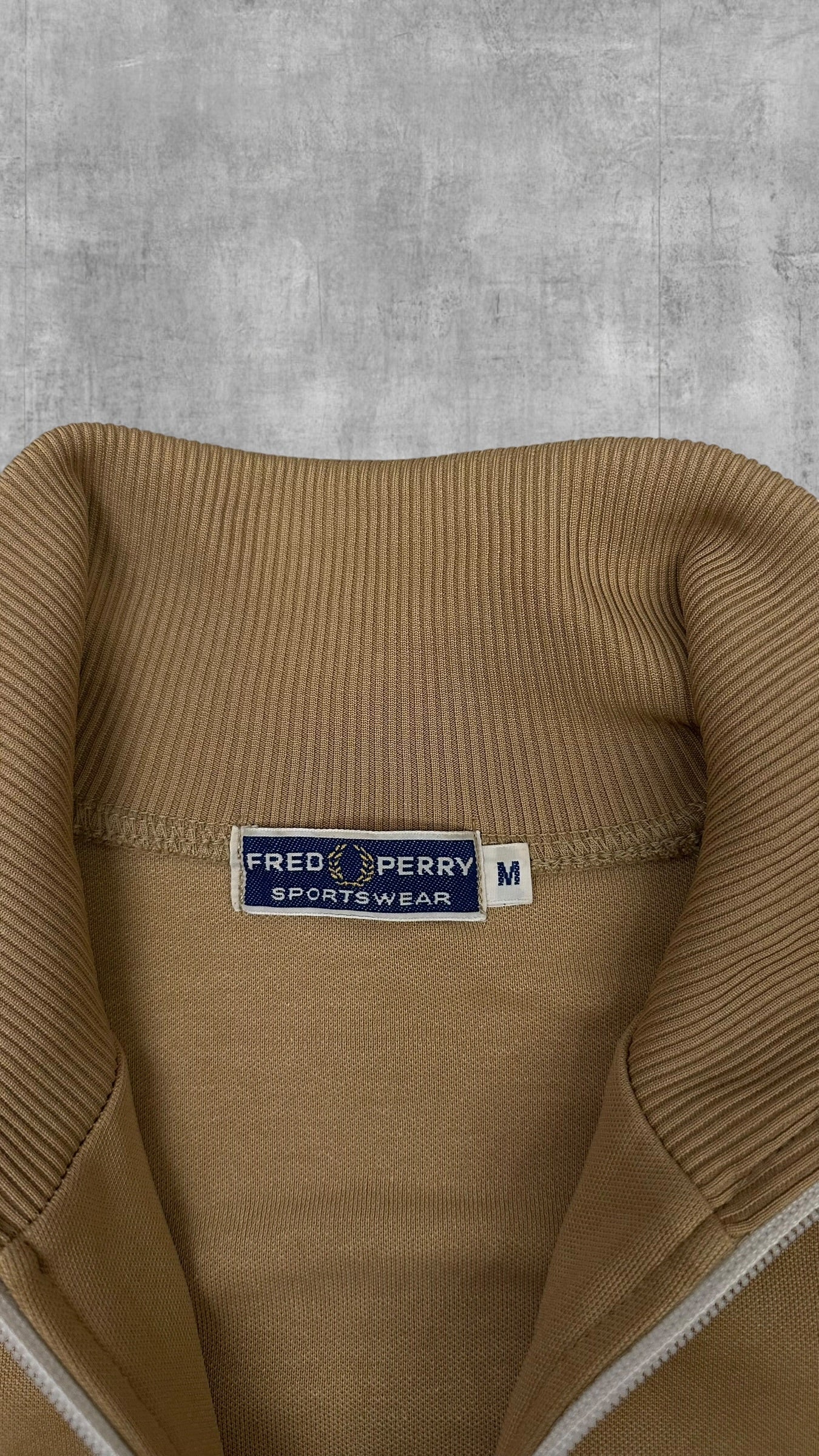 Fred Perry Vintage Trainingsjacke Taped Ocker Schwarz M