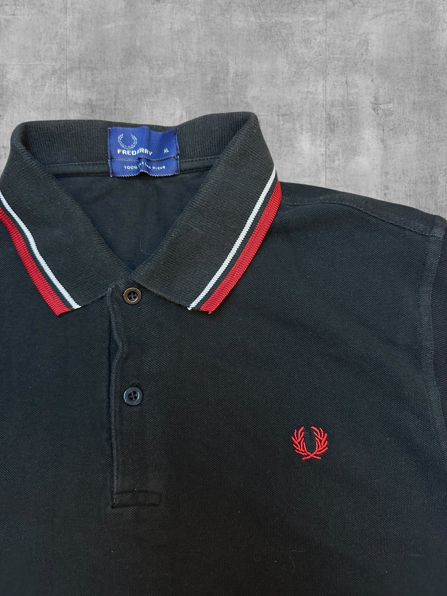Fred Perry Polo Shirt Schwarz Rot XL