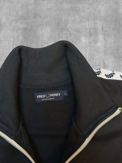 Fred Perry Vintage Trainingsjacke Taped Schwarz Weiß L