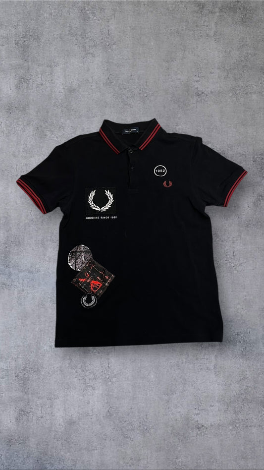 Fred Perry Polo Shirt Schwarz Rot M