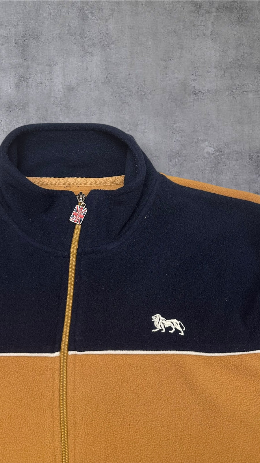 Londsdale London Fleece Jacke Navy Blau Ocker L