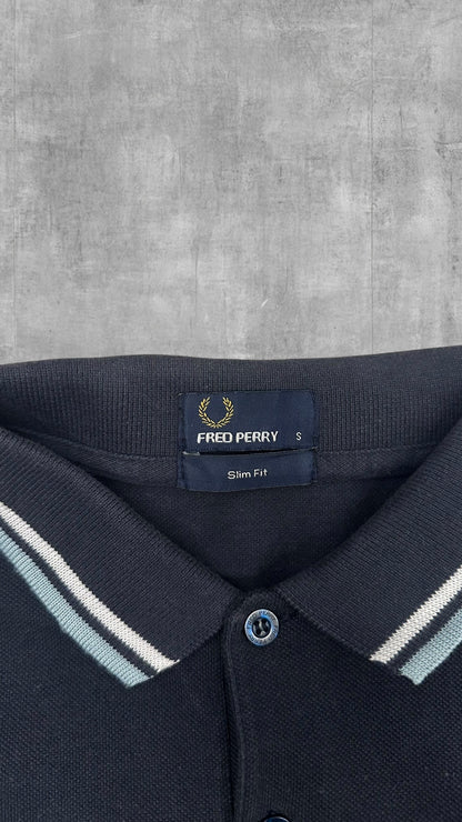 Fred Perry Polo Shirt Schwarzblau Weiß S Slim Fit