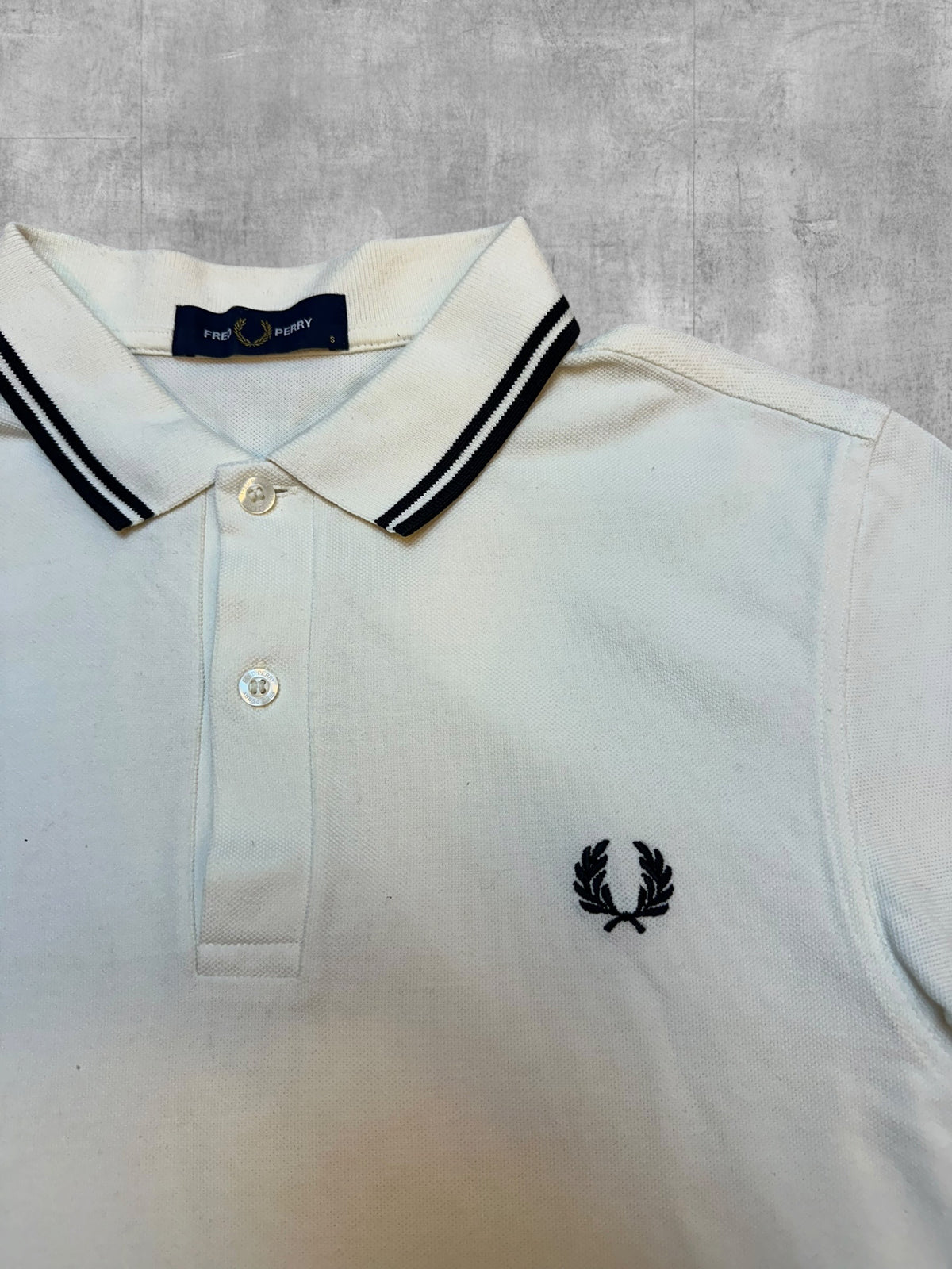 Fred Perry Polo Shirt Weiß Schwarz S