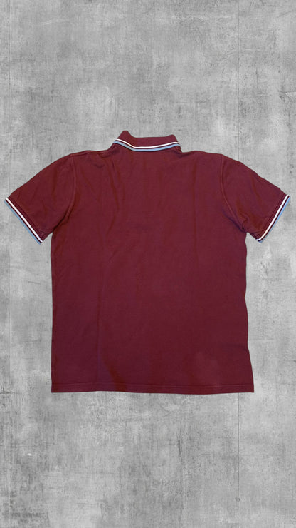 Fred Perry Polo Shirt Weinrot Hellblau M