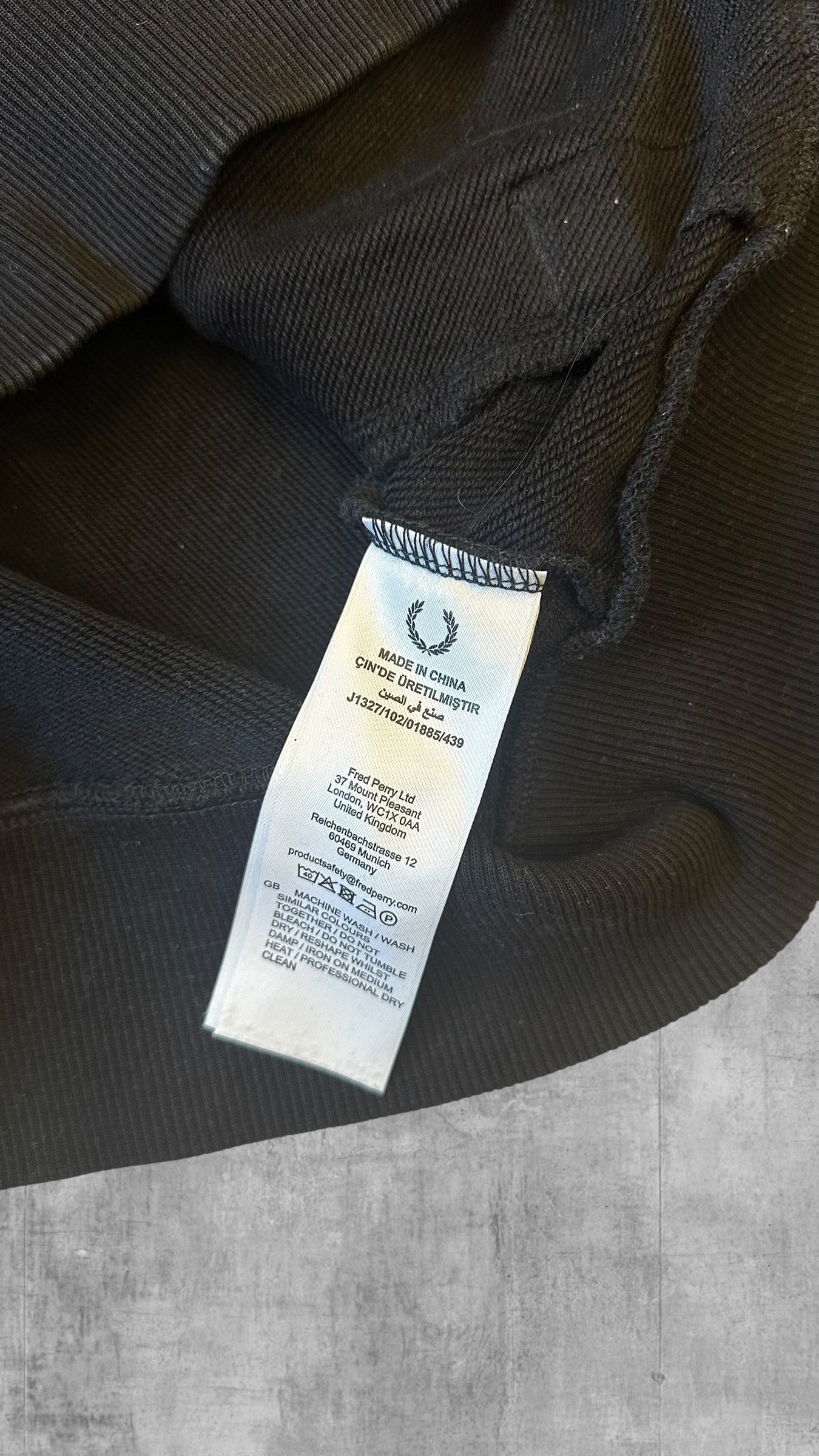 Fred Perry Zip Rollkragenpullover Trainingsjacke Schwarz M