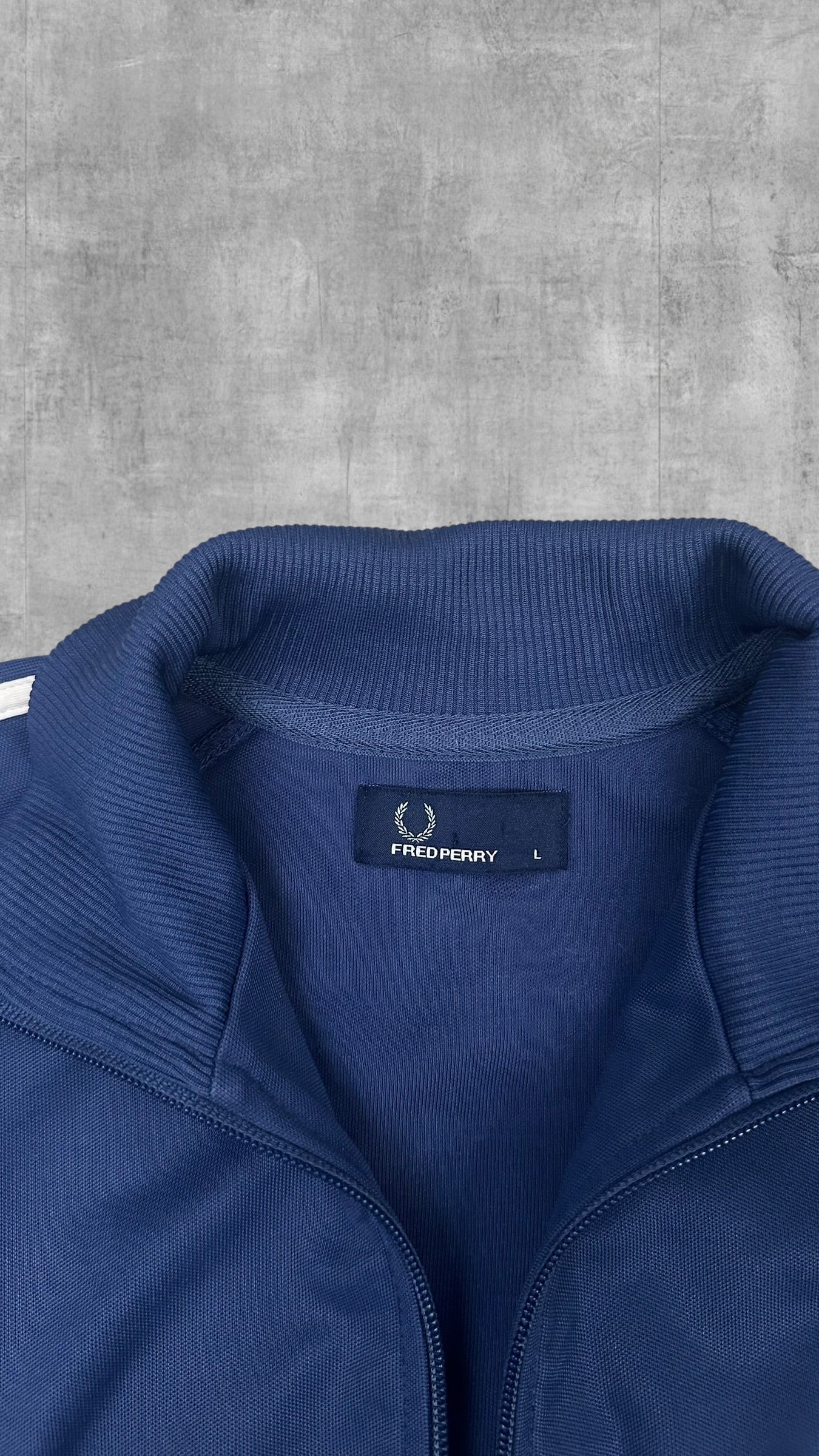 Fred Perry Vintage Trainingsjacke Taped Dunkelblau Weiß L