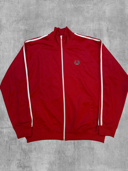 Fred Perry Vintage Trainingsjacke Taped Rot Weiß XL