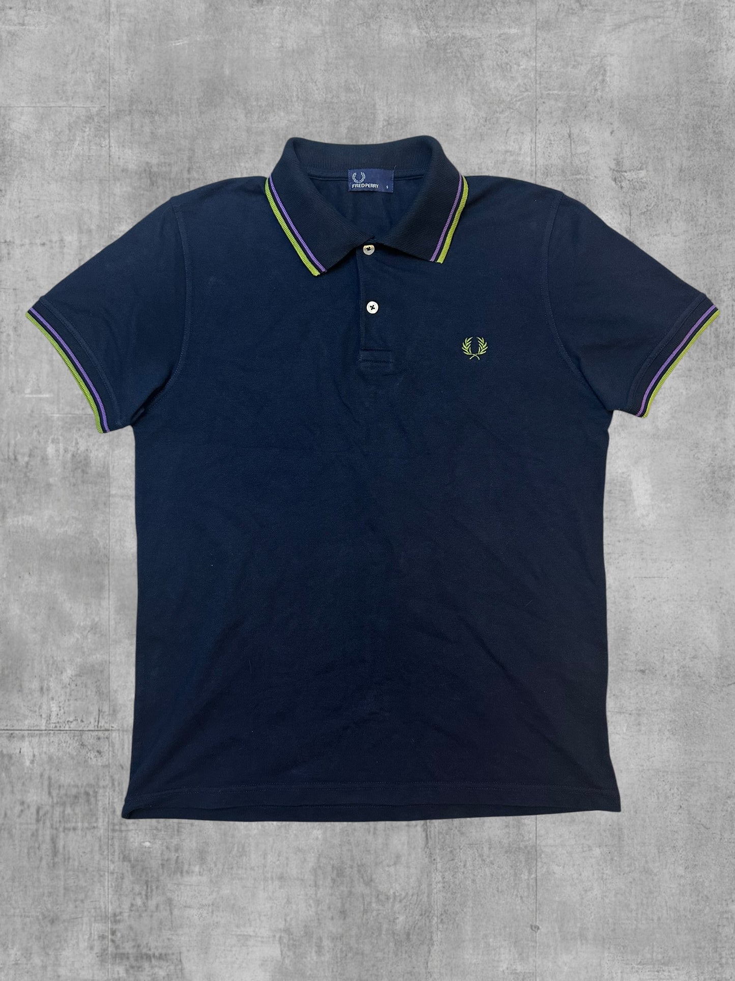 Fred Perry Polo Shirt Schwarzblau Gelb S