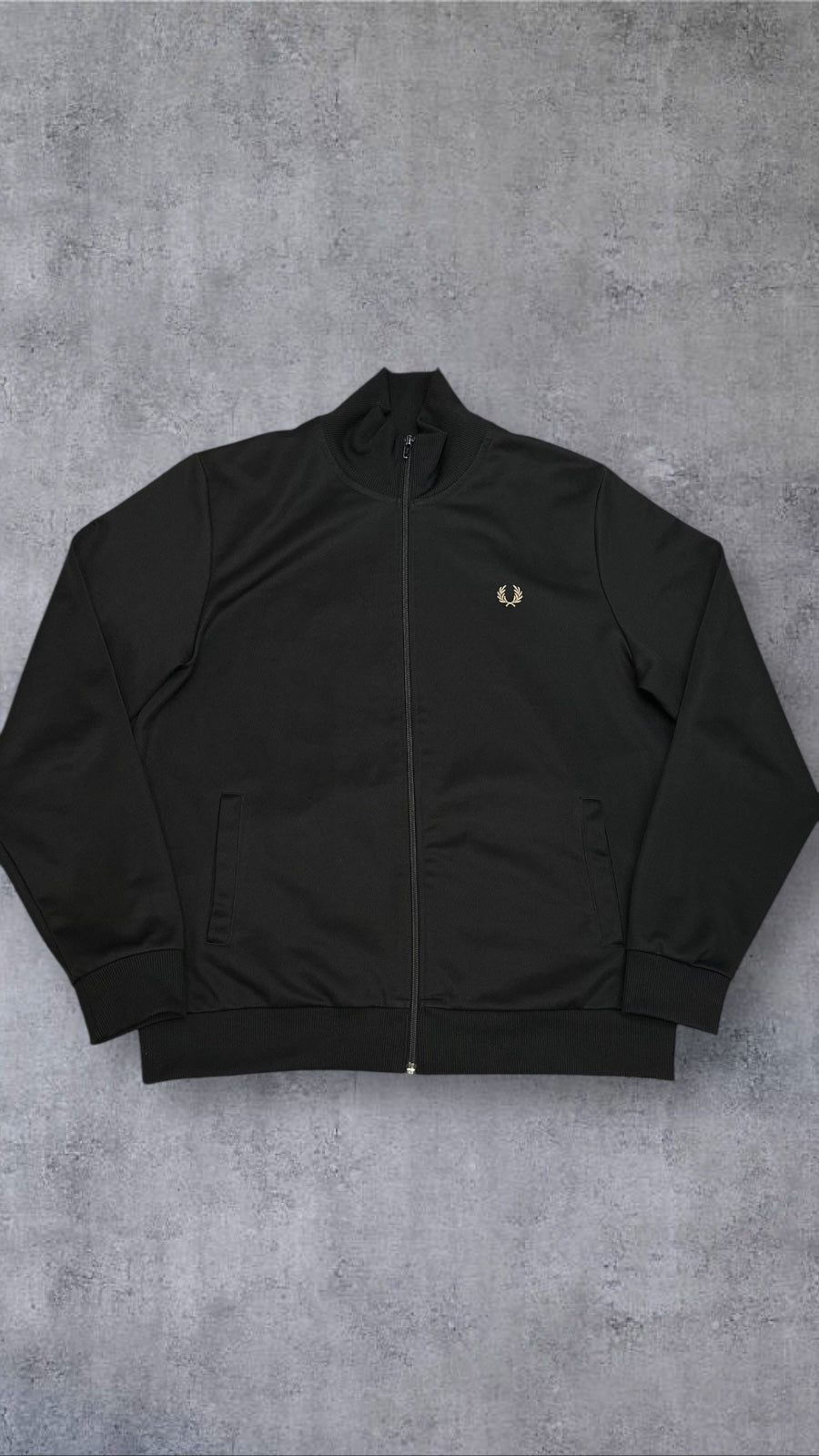 Fred Perry Trainingsjacke Backprint Zip Jacke Schwarz Gold XL