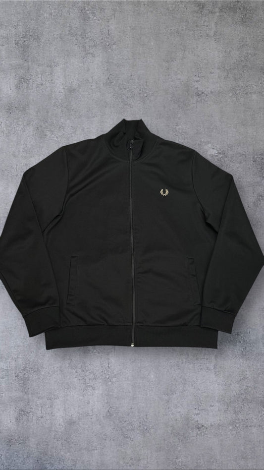 Fred Perry Trainingsjacke Backprint Zip Jacke Schwarz Gold XL