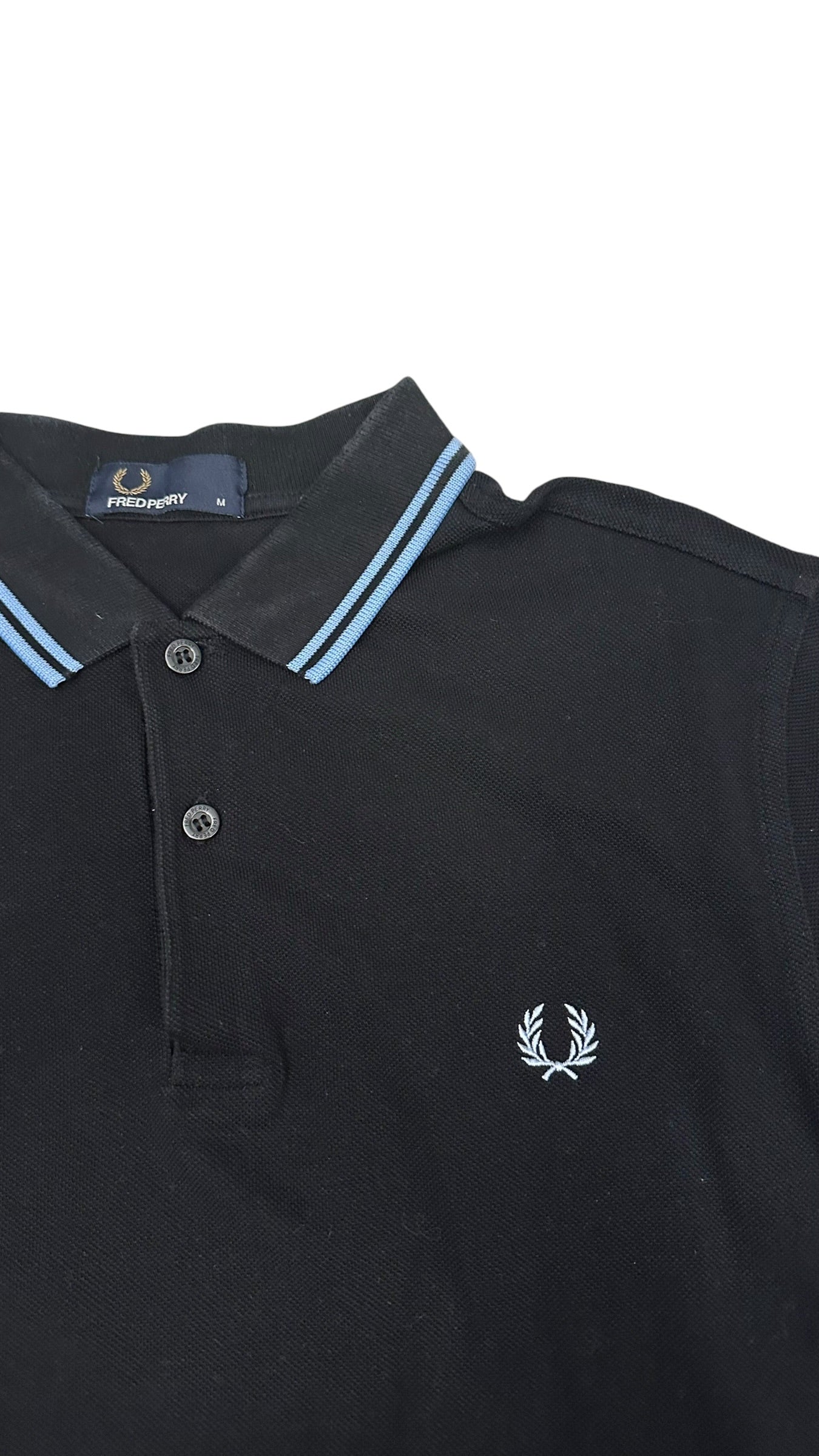 Fred Perry Polo Shirt Schwarz Hellblau M