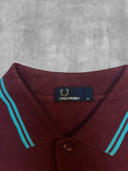 Fred Perry Polo Shirt Weinrot Khaki M