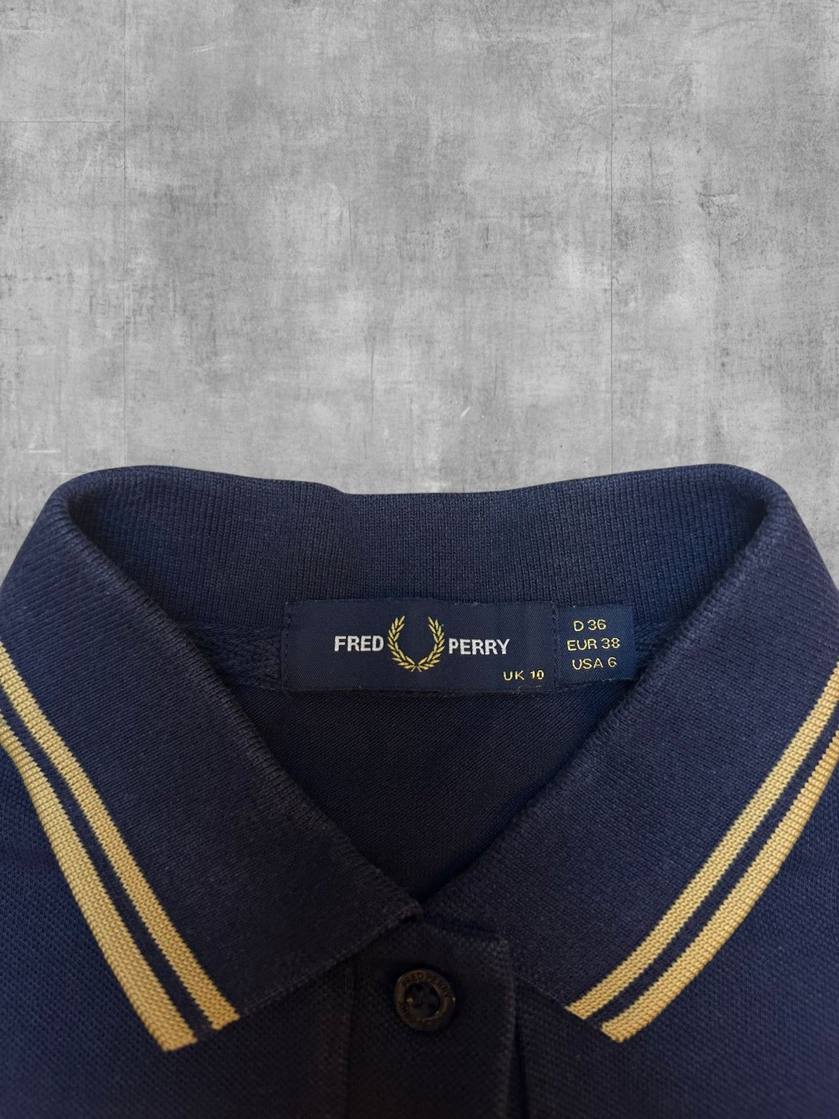 Fred Perry Polokleid Schwarzblau Gold Frauengröße M 38