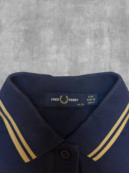 Fred Perry Polokleid Schwarzblau Gold Frauengröße M 38