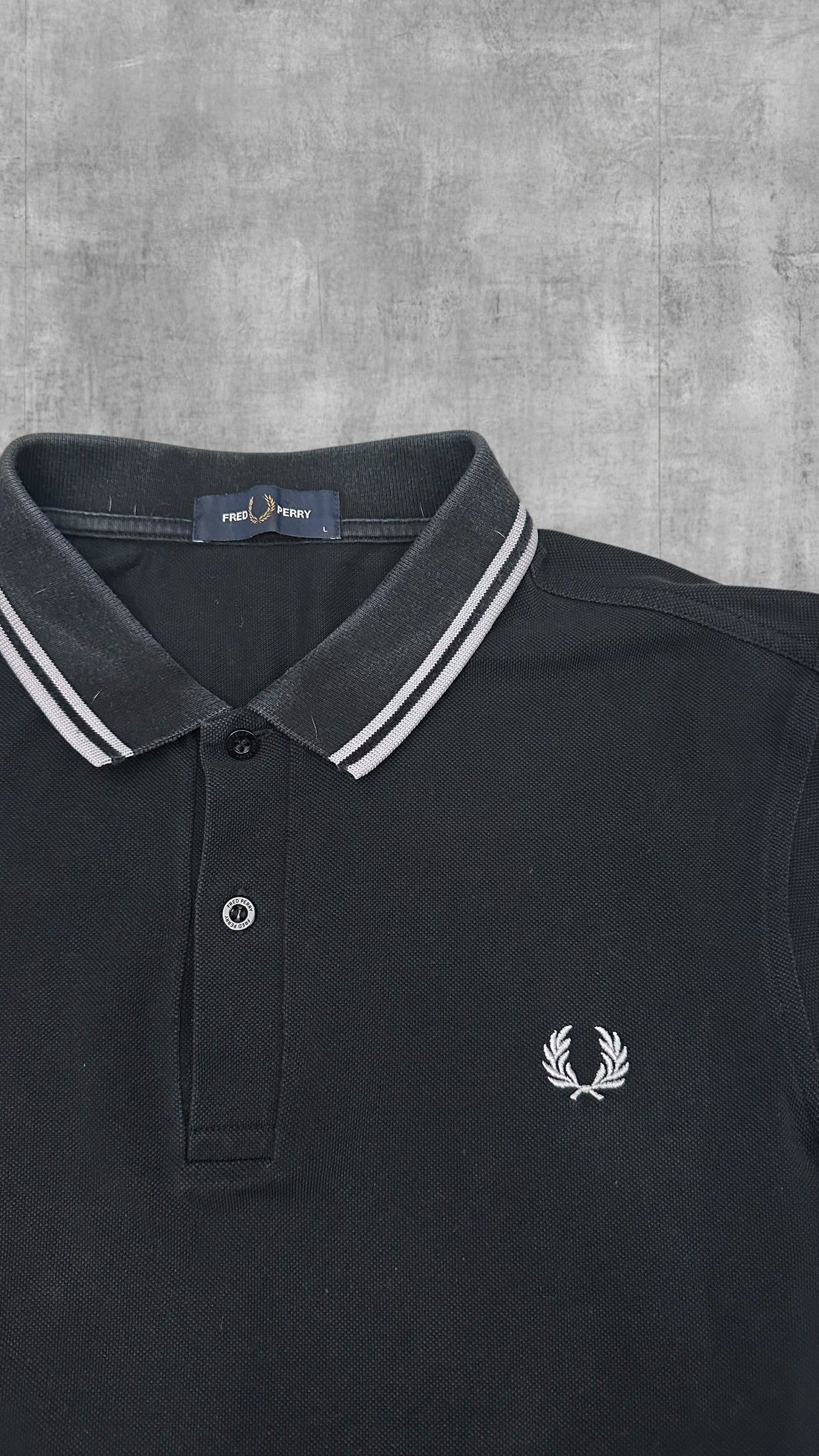 Fred Perry Backprint Polo Shirt Schwarz Weiß L
