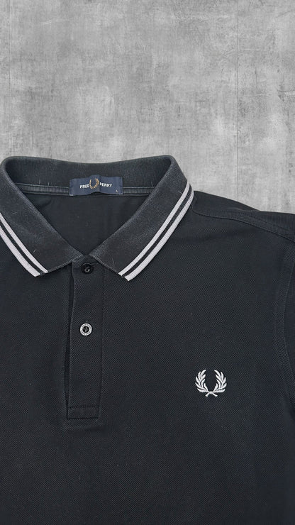 Fred Perry Backprint Polo Shirt Schwarz Weiß L