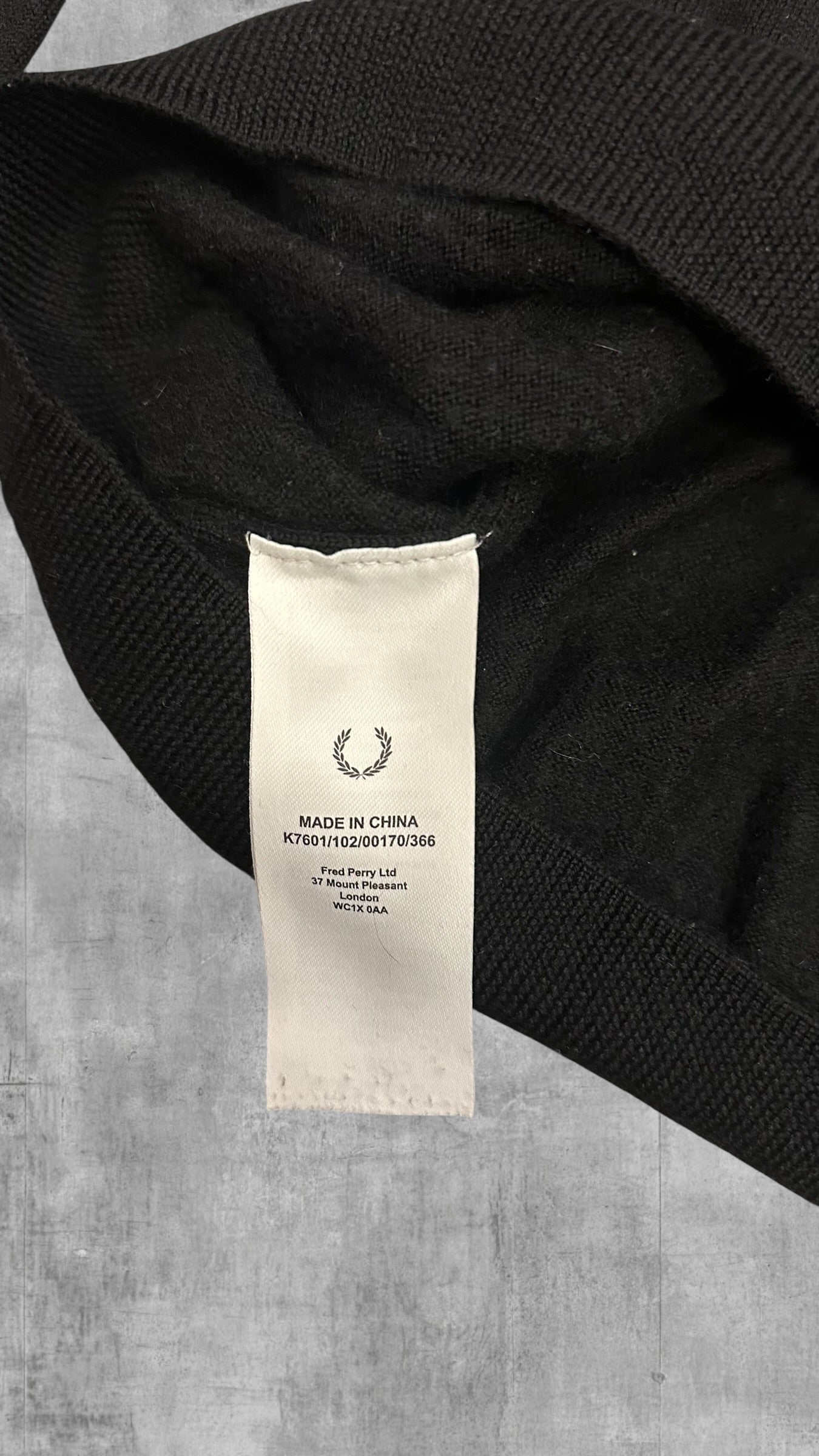 Fred Perry Sweatshirt Schwarz Marino Wolle XL