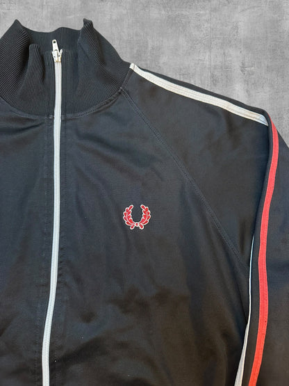 Fred Perry Vintage Trainingsjacke Taped Schwarz Rot Weiß M