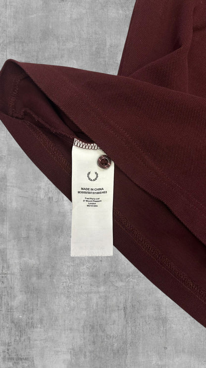 Fred Perry Polo Shirt Weinrot Weiß S