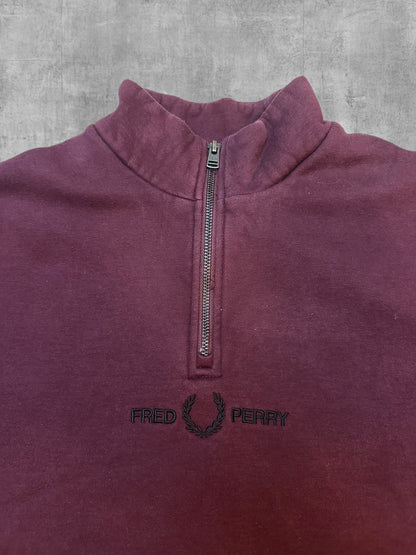 Fred Perry Half / Quarter zip Pullover Weinrot L