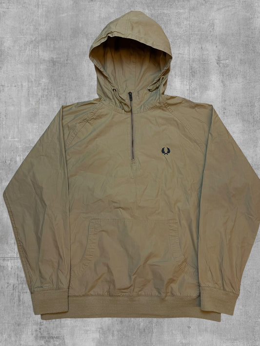 Fred Perry Quarter Zip Windbreaker Regenjacke Beige M
