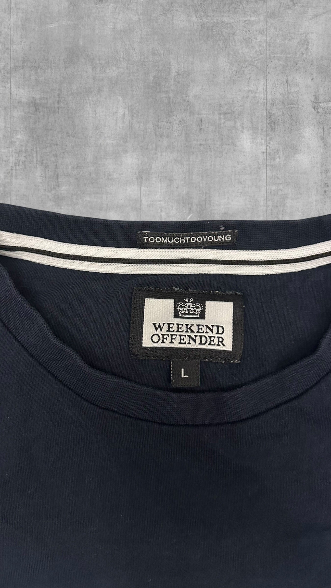 Weekend Offender T-shirt Navy Blau Weiß L