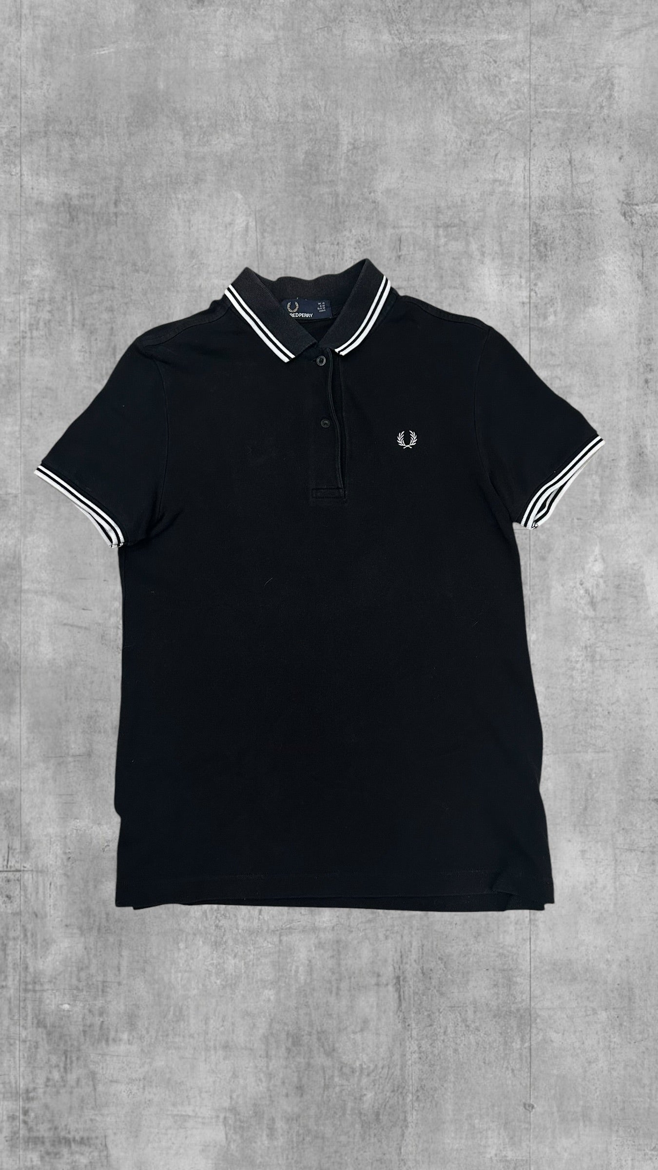 Fred Perry Damen Polo Shirt Schwarz Weiß S