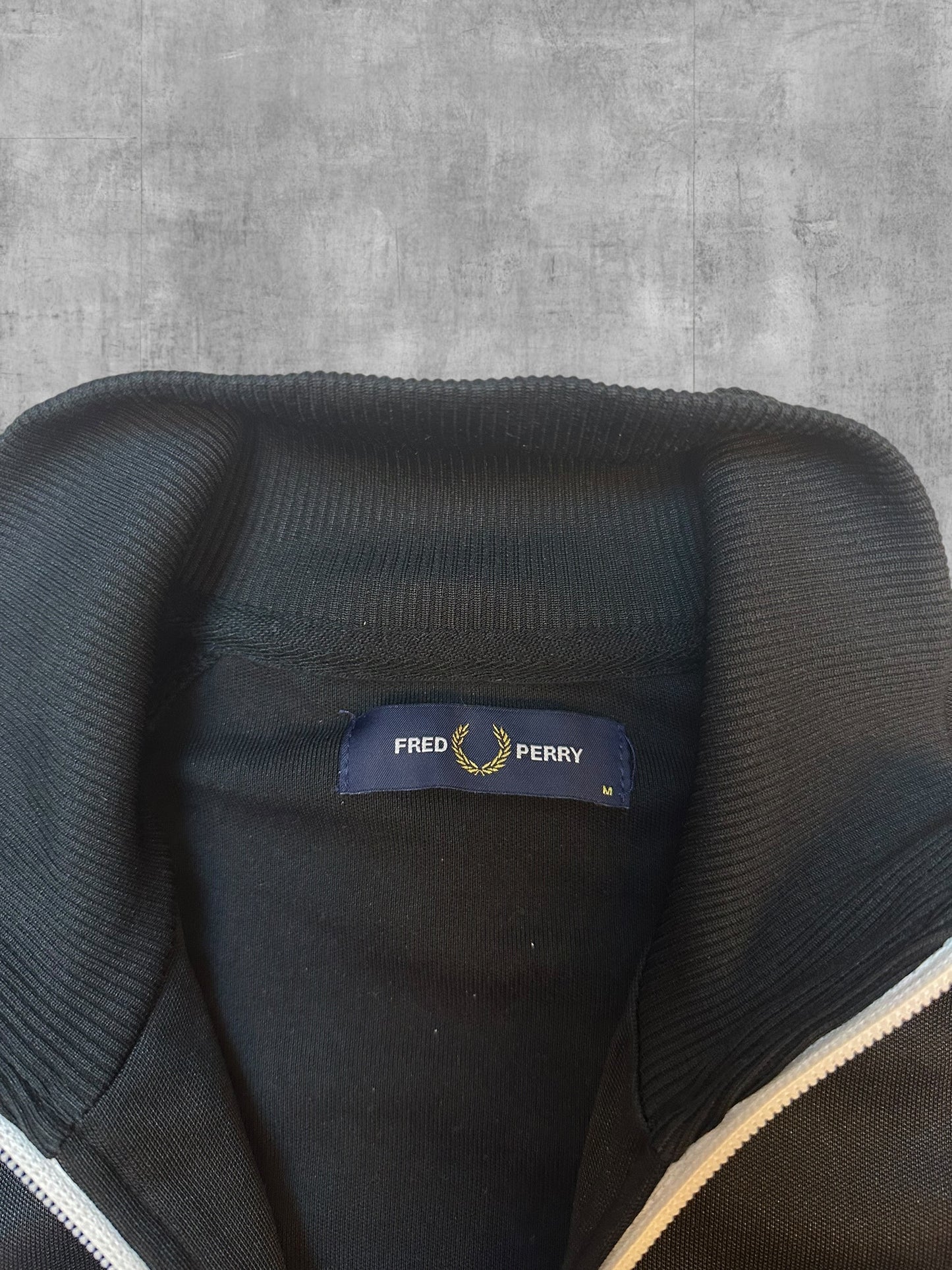 Fred Perry Trainingsjacke Taped Schwarz Weiß M
