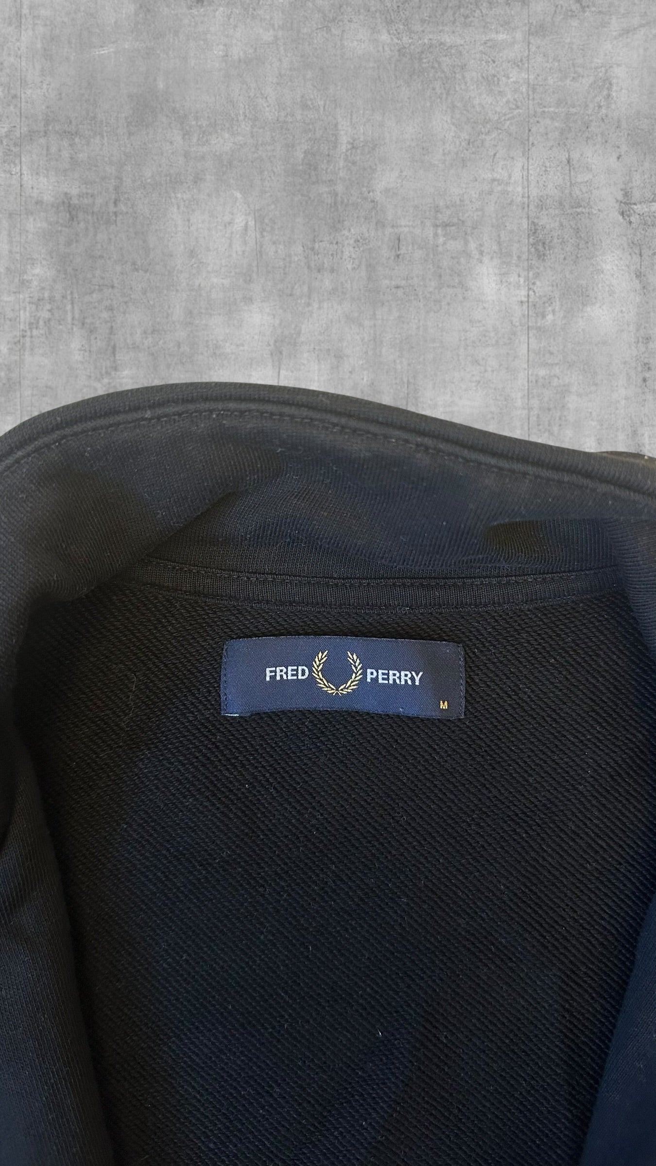Fred Perry Zip Rollkragenpullover Trainingsjacke Schwarz M