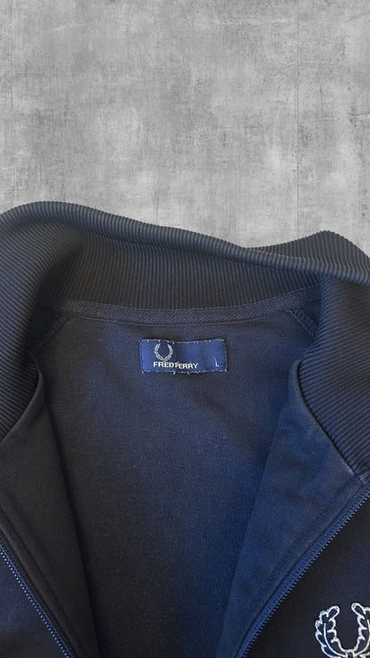 Vintage Fred Perry Trainingsjacke Taped Zip Jacke Schwarz Weiß L