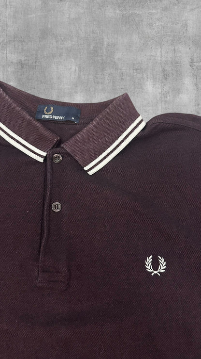 Fred Perry Polo Shirt Weinrot Weiß M