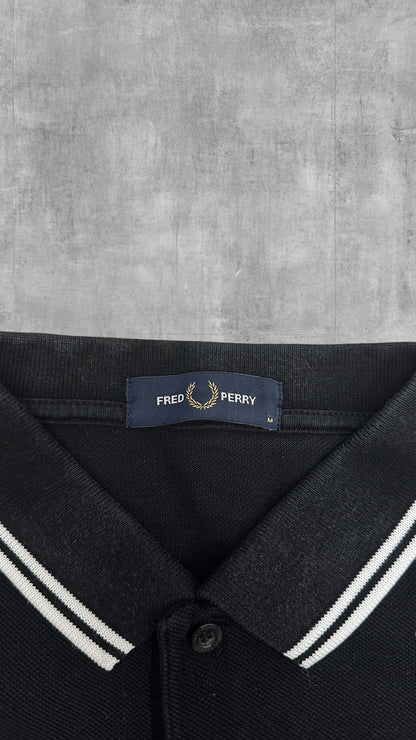 Fred Perry Polo Shirt Schwarz Weiß M