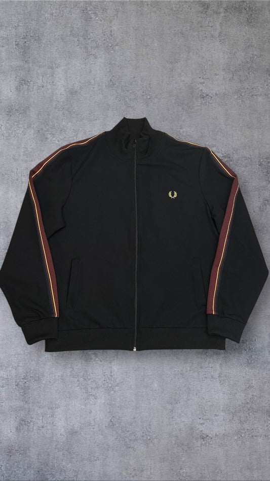 Fred Perry Trainingsjacke Taped Zip Jacke Schwarz Gold XL