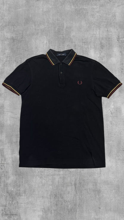 Fred Perry Polo Shirt Schwarz Weinrot Gold S