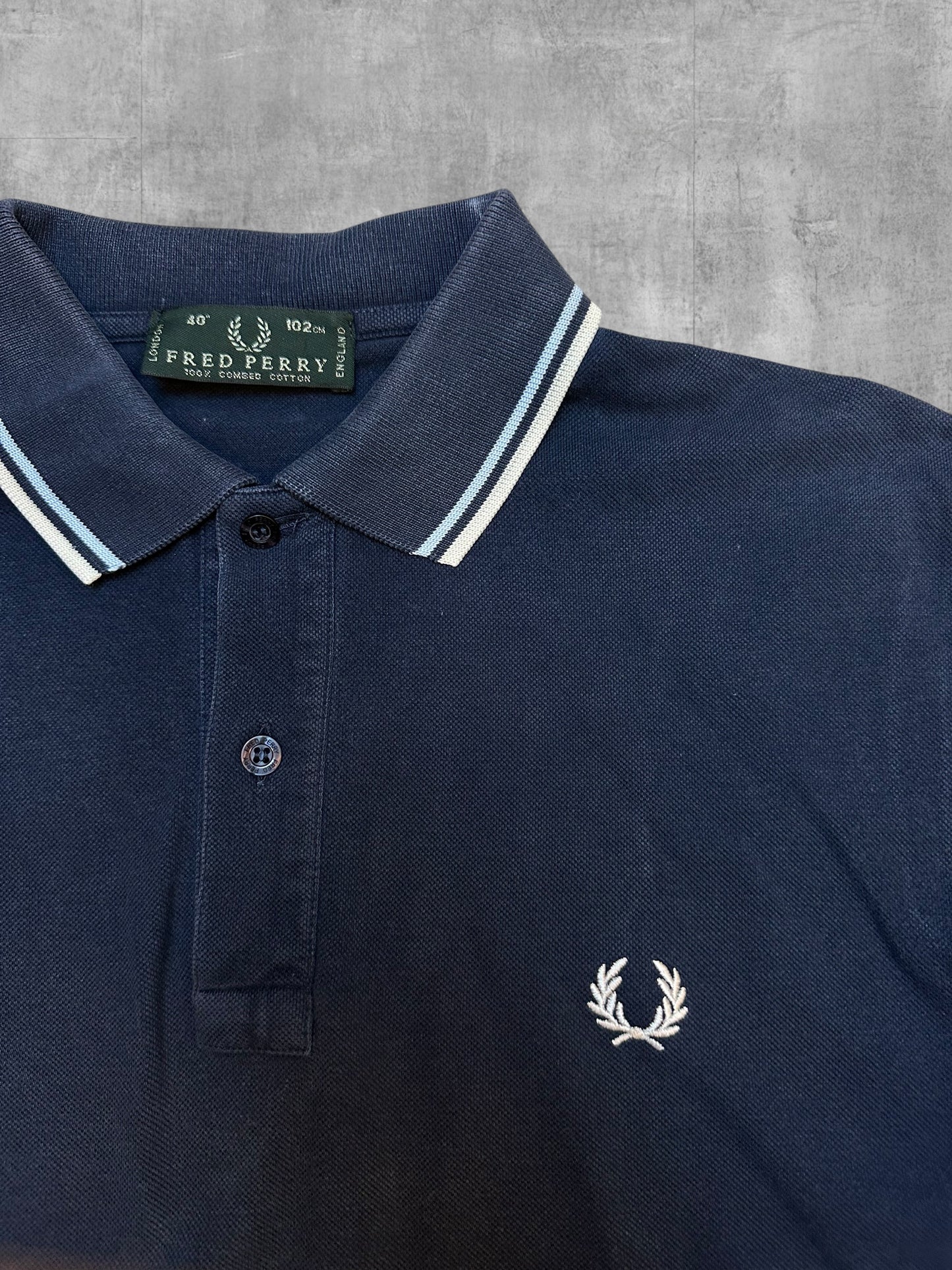 Fred Perry Polo Shirt Navy Blau Weiß M
