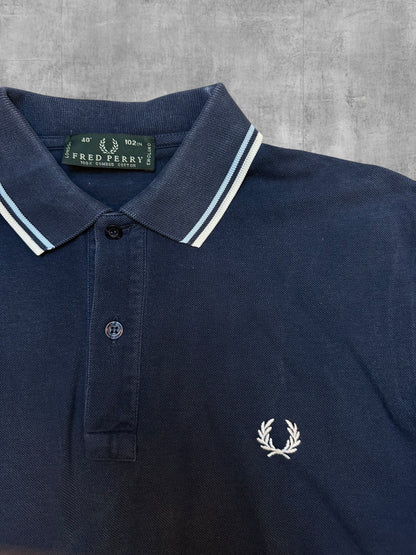 Fred Perry Polo Shirt Navy Blau Weiß M