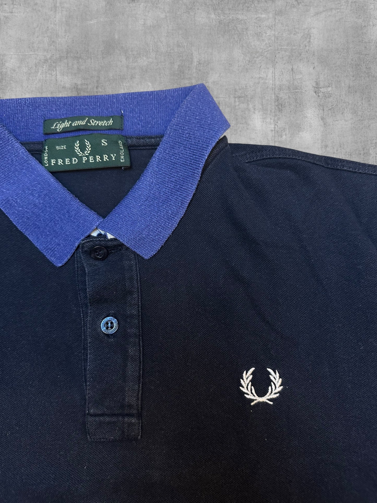 Fred Perry Vintage Polo Shirt Special Edition Schwarz Blau Weiß S