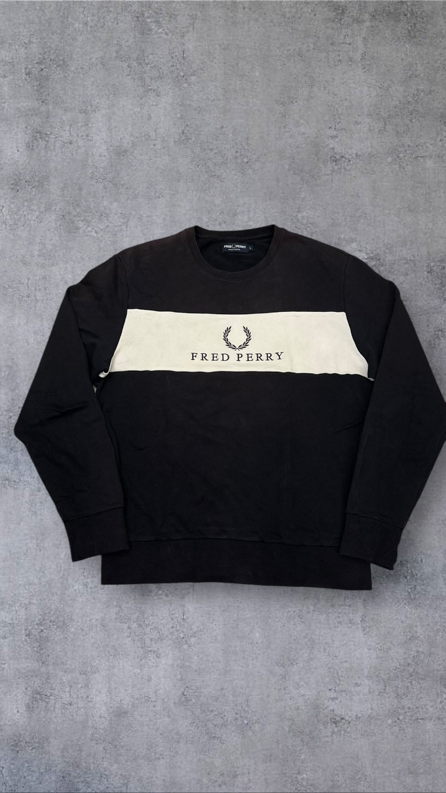 Fred Perry Sweatshirt Schwarz Weiß L