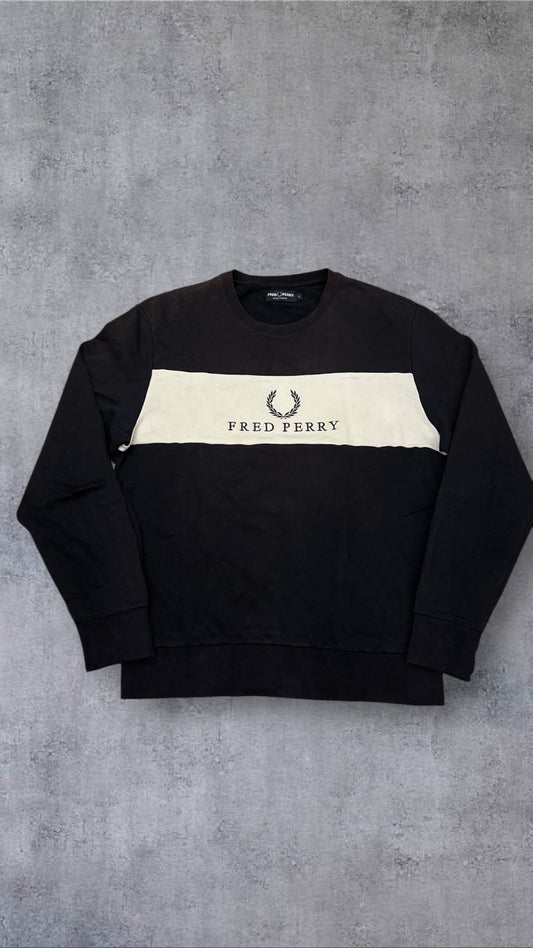 Fred Perry Sweatshirt Schwarz Weiß L