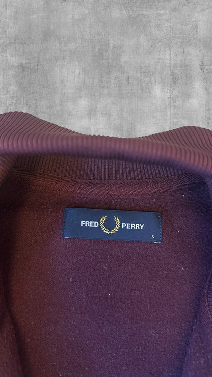 Fred Perry Sweatshirt Sweater Pullover Hoodie Weinrot Weiß S