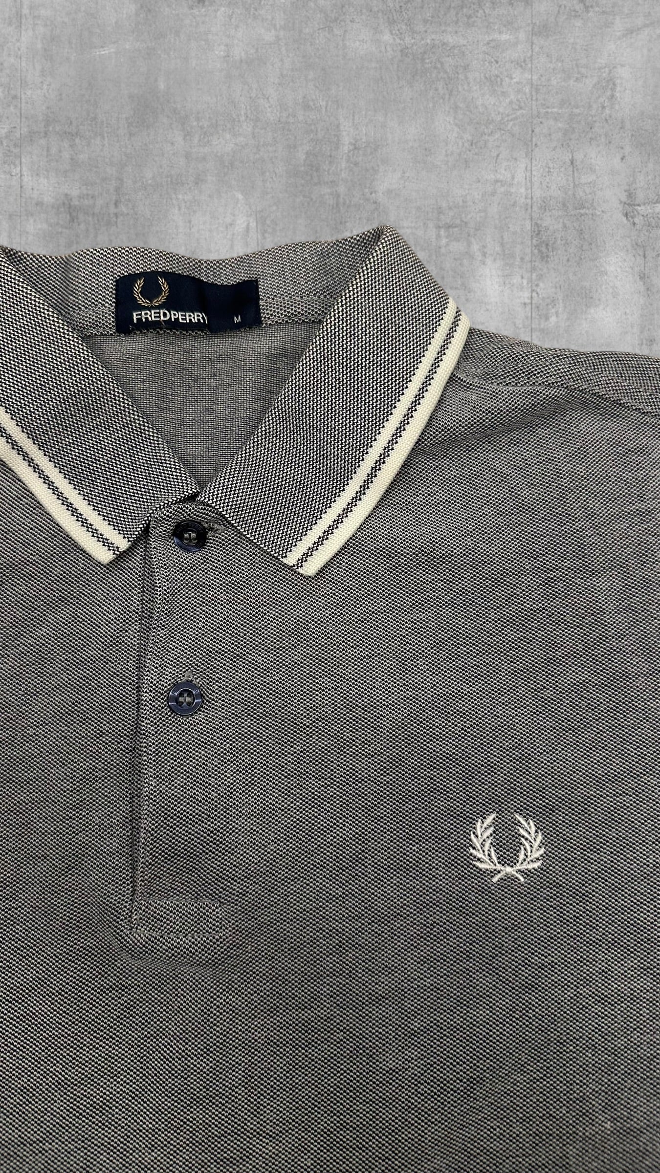 Fred Perry Polo Shirt Grau Weiß M