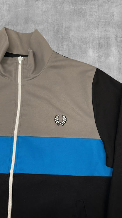 Fred Perry Vintage Trainingsjacke Schwarz Grau Blau XL