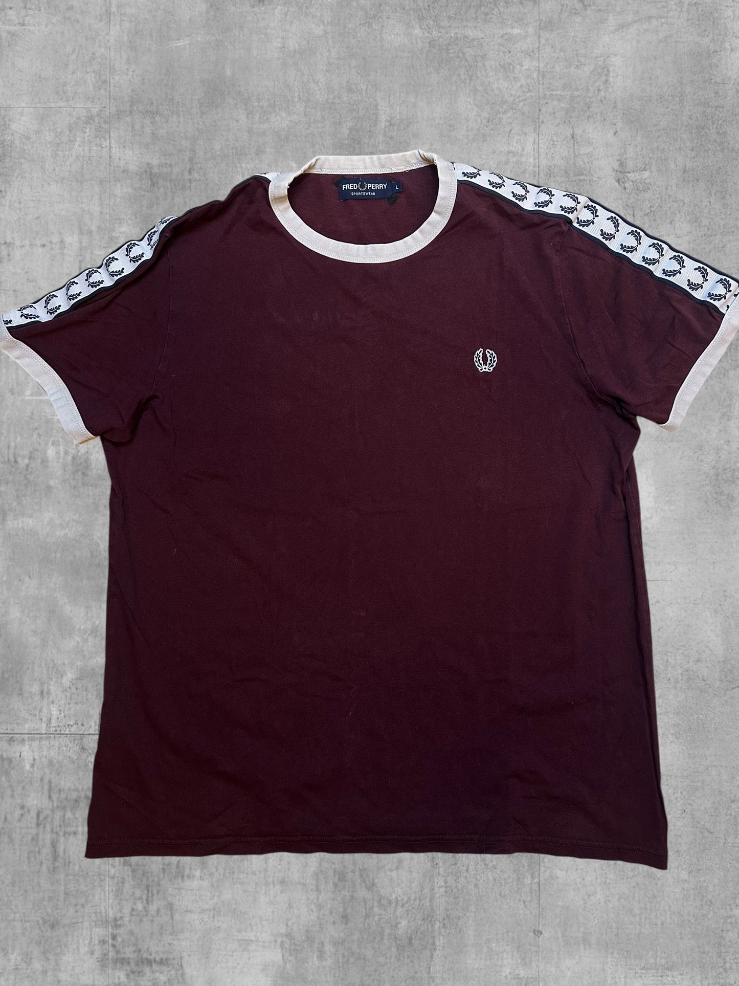 Fred Perry T-shirt Taped Weinrot Weiß L
